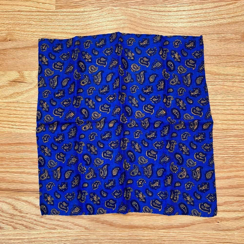 Edward Armah Navy Paisley Pocket Square